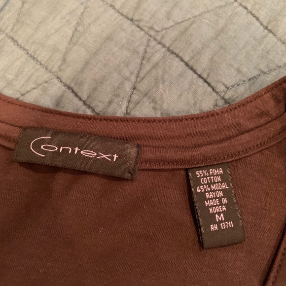 NWT Context Brown Cotton Knot Wood Beading Tank - Picture 5 of 6